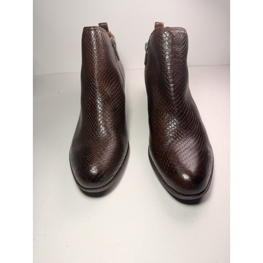 Lucky Brand Basel Wms 8.5 M Brown Snake Embossed Leather Ankle Booties LK-BASEL